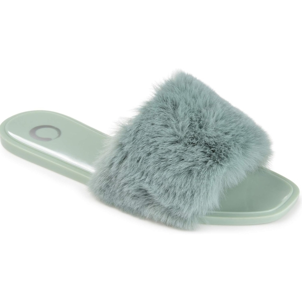 Journee Collection Mint Faux Fur Slippers
